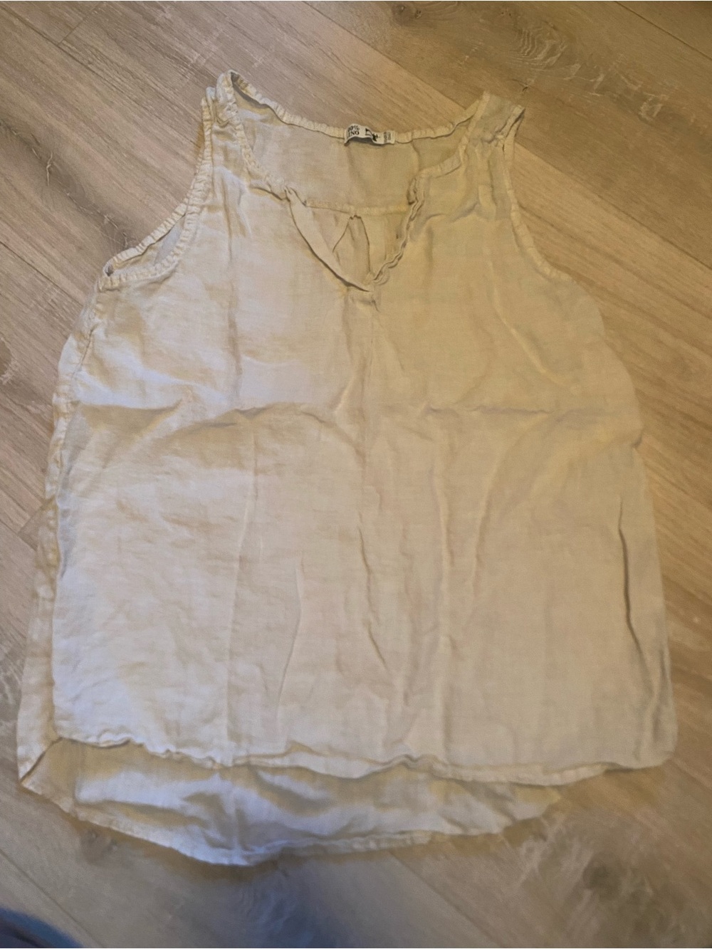 100% LINO Women's Solid Linen V-Neck Layered Tank Top One Size ART 38009 Italy